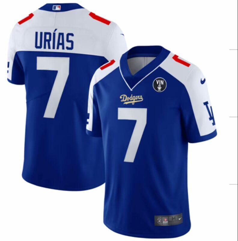 Men Los Angeles Dodgers #7 Urias White blue Nike Game MLB Jersey ->customized mlb jersey->Custom Jersey